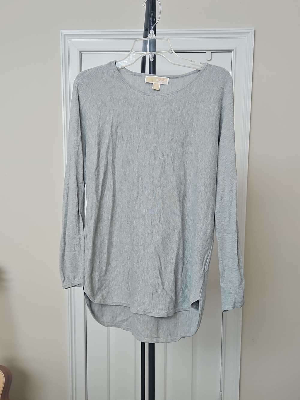Michael Kors Light Gray Long Sleeve Crewneck Top